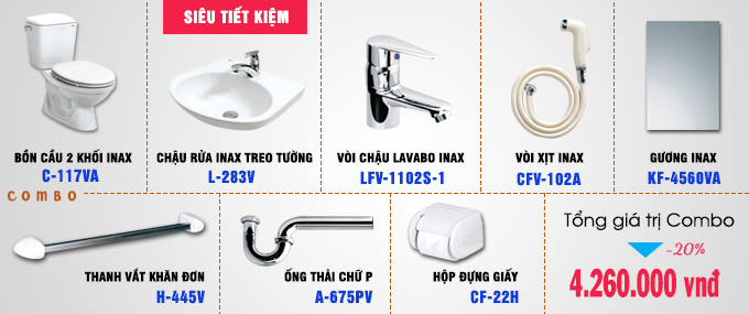 Trọn bộ thiết bị vệ sinh phòng tắm INAX - combo 1