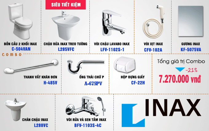 Trọn bộ thiết bị vệ sinh phòng tắm INAX - combo 2